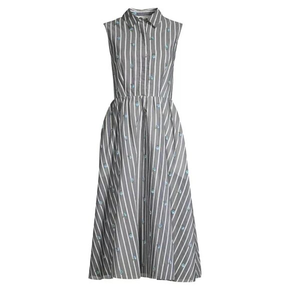 Jason Wu Collection Floral Stripe Cotton & Silk Dress Size 2 - Picture 3 of 13